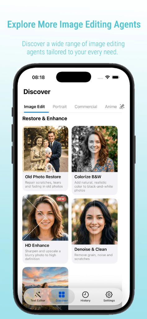 EditShot restore and enhance agents
